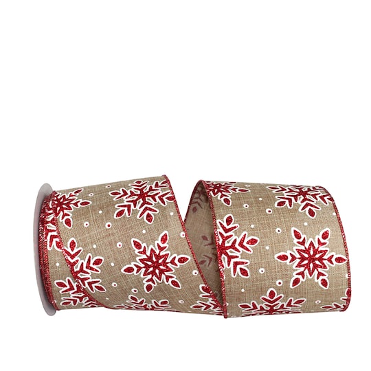 JAM Paper 4&#x22; x 10yd. Wired Snowflake Glitter Outline Ribbon